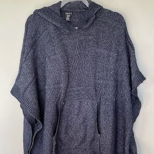Forever 21 pull over sweater poncho sleeveless dark blue  white flecks   OS